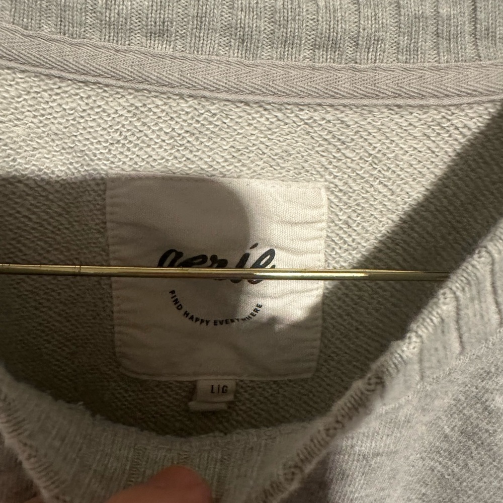 aerie Men's Gray Crewneck Sweatshirt - Lightweight Pullover - Picture 4 of 5